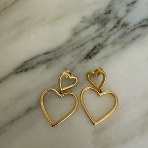Madewell Double Heart Gold Earrings